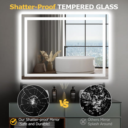40"X32" LED Bathroom Mirror with Lights, UL Listed