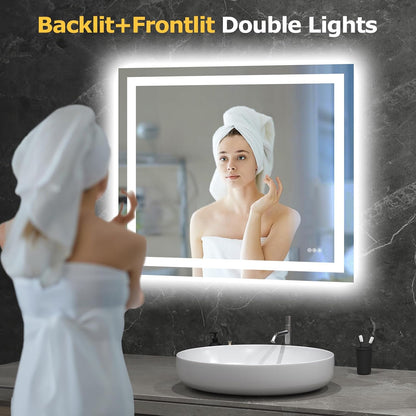 40"X32" LED Bathroom Mirror with Lights, UL Listed