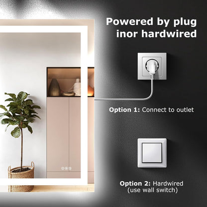 40"X32" LED Bathroom Mirror with Lights, UL Listed