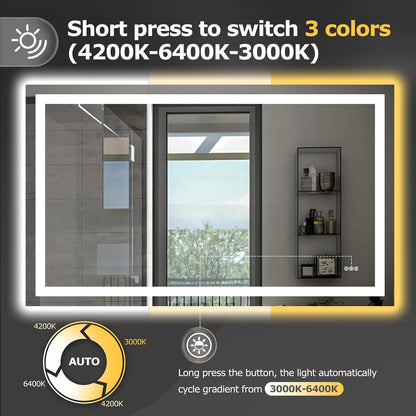 40"X32" LED Bathroom Mirror with Lights, UL Listed