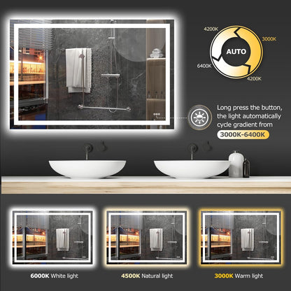 40"X32" LED Bathroom Mirror with Lights, UL Listed