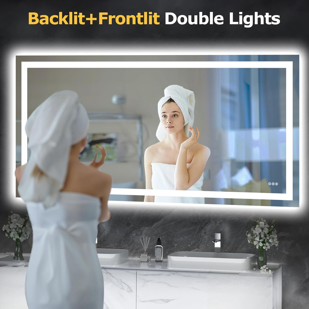 40"X32" LED Bathroom Mirror with Lights, UL Listed