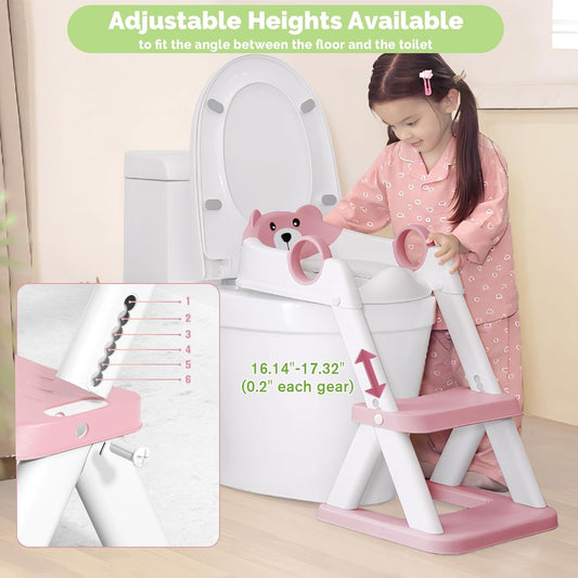 Toilet Seat, Potty Training Seat for Toddler, Upgraded 2-in-1 Potty Toilet Training for Boys and Girls,Waterproof Cushioned Mat with Non-slip Step Stool