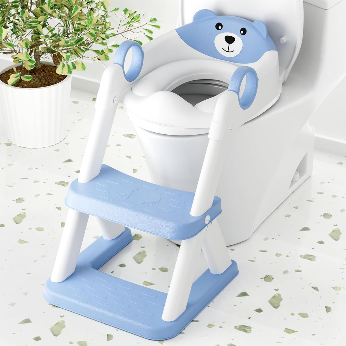 Toilet Seat, Potty Training Seat for Toddler, Upgraded 2-in-1 Potty Toilet Training for Boys and Girls,Waterproof Cushioned Mat with Non-slip Step Stool