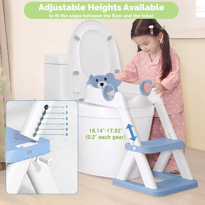 Toilet Seat, Potty Training Seat for Toddler, Upgraded 2-in-1 Potty Toilet Training for Boys and Girls,Waterproof Cushioned Mat with Non-slip Step Stool