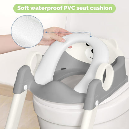 Toilet Seat, Potty Training Seat for Toddler, Upgraded 2-in-1 Potty Toilet Training for Boys and Girls,Waterproof Cushioned Mat with Non-slip Step Stool