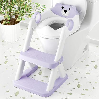 Toilet Seat, Potty Training Seat for Toddler, Upgraded 2-in-1 Potty Toilet Training for Boys and Girls,Waterproof Cushioned Mat with Non-slip Step Stool