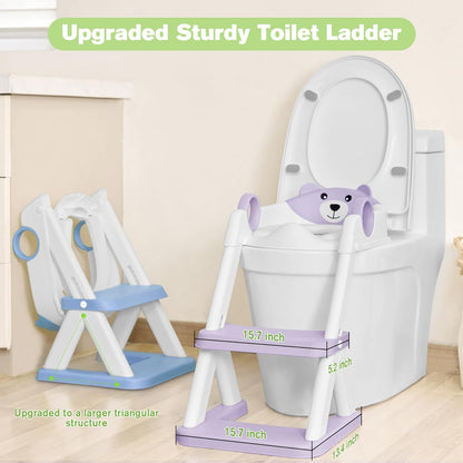 Toilet Seat, Potty Training Seat for Toddler, Upgraded 2-in-1 Potty Toilet Training for Boys and Girls,Waterproof Cushioned Mat with Non-slip Step Stool