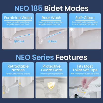 NEO 185 - Bidet Attachment for Toilet Seat, Blue