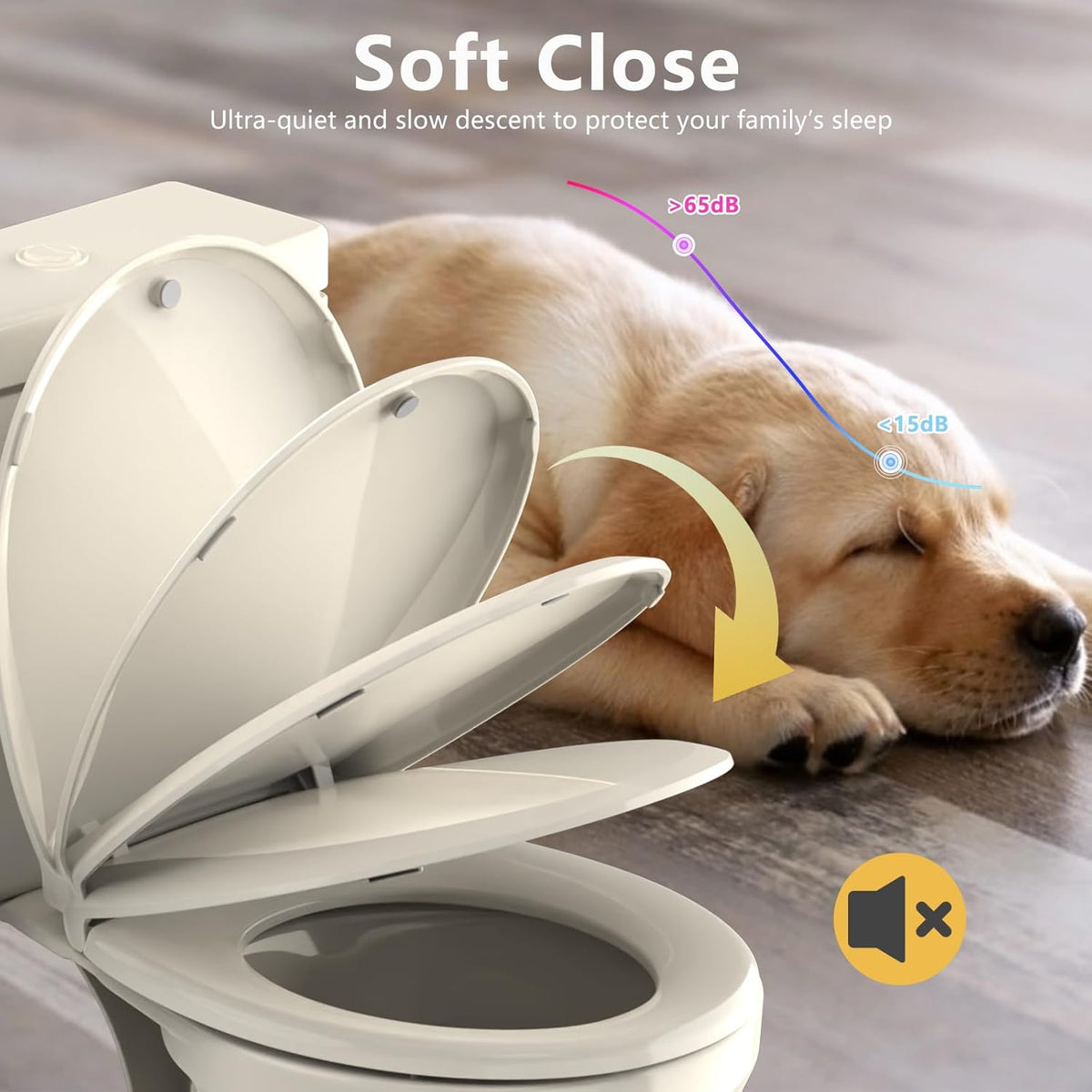 Toilet Seat Round 16.5 Inch, Quick Release & Soft Close, Anti-Slip Never Loosen, Easy Clean, White, PP Material