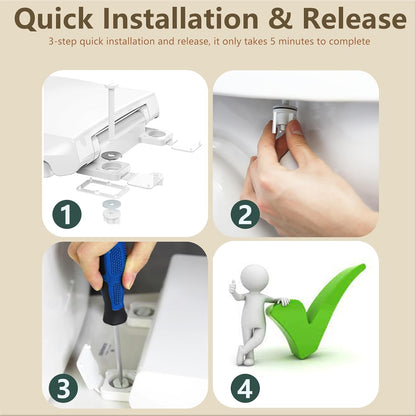 Toilet Seat Round 16.5 Inch, Quick Release & Soft Close, Anti-Slip Never Loosen, Easy Clean, White, PP Material