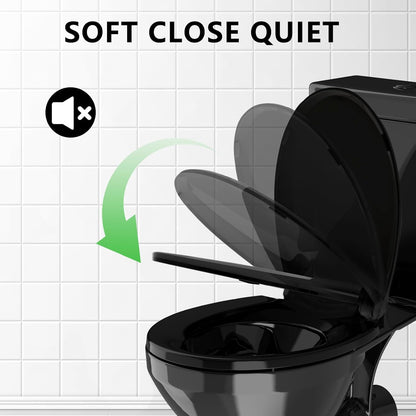 Toilet Seat Round 16.5 Inch, Quick Release & Soft Close, Anti-Slip Never Loosen, Easy Clean, White, PP Material