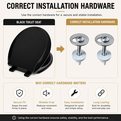 Toilet Seat Round 16.5 Inch, Quick Release & Soft Close, Anti-Slip Never Loosen, Easy Clean, White, PP Material