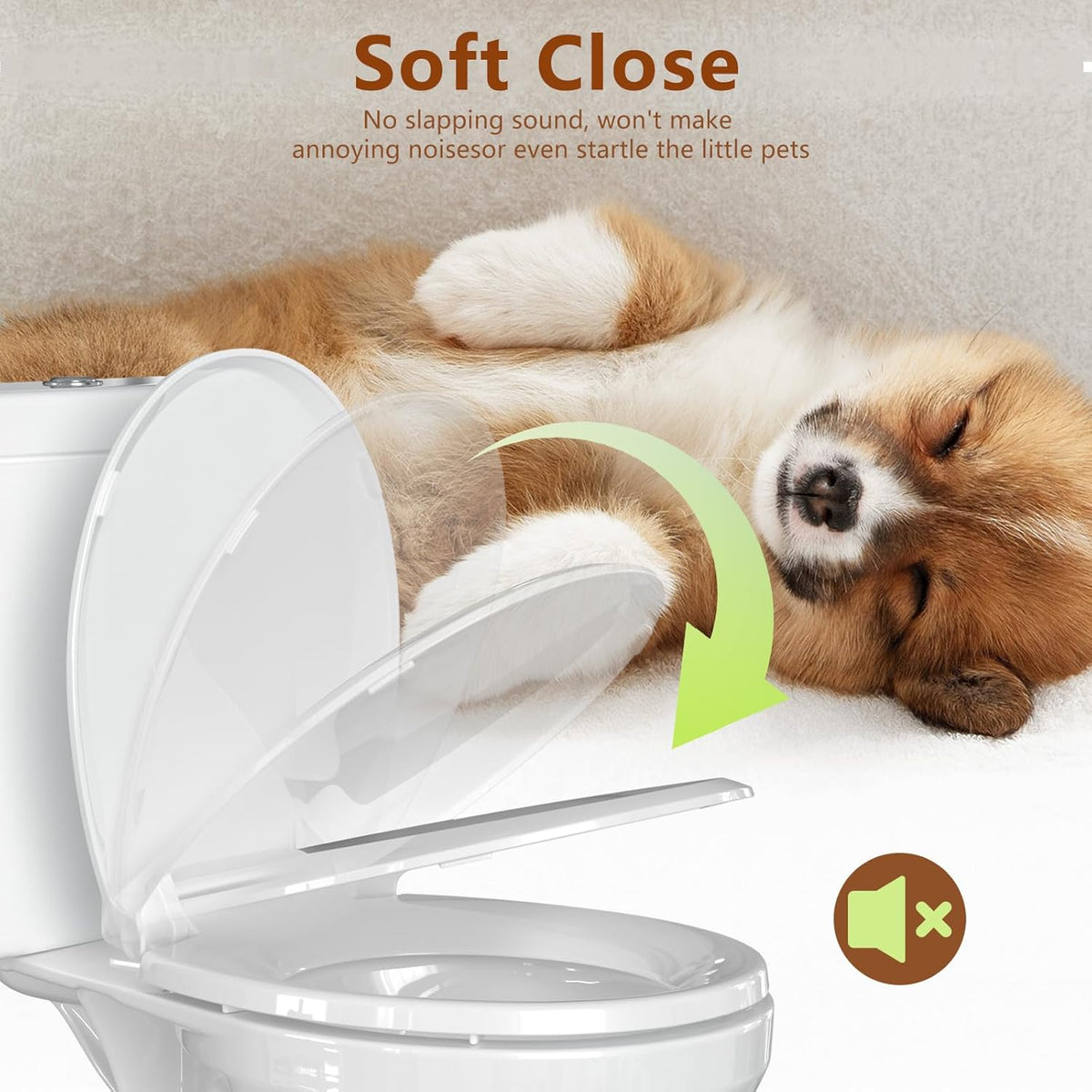 Toilet Seat Round 16.5 Inch, Quick Release & Soft Close, Anti-Slip Never Loosen, Easy Clean, White, PP Material