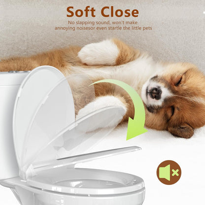 Toilet Seat Round 16.5 Inch, Quick Release & Soft Close, Anti-Slip Never Loosen, Easy Clean, White, PP Material