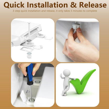 Toilet Seat Round 16.5 Inch, Quick Release & Soft Close, Anti-Slip Never Loosen, Easy Clean, White, PP Material
