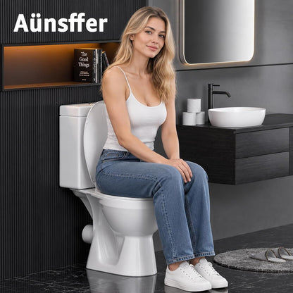 Toilet Seat Round 16.5 Inch, Quick Release & Soft Close, Anti-Slip Never Loosen, Easy Clean, White, PP Material