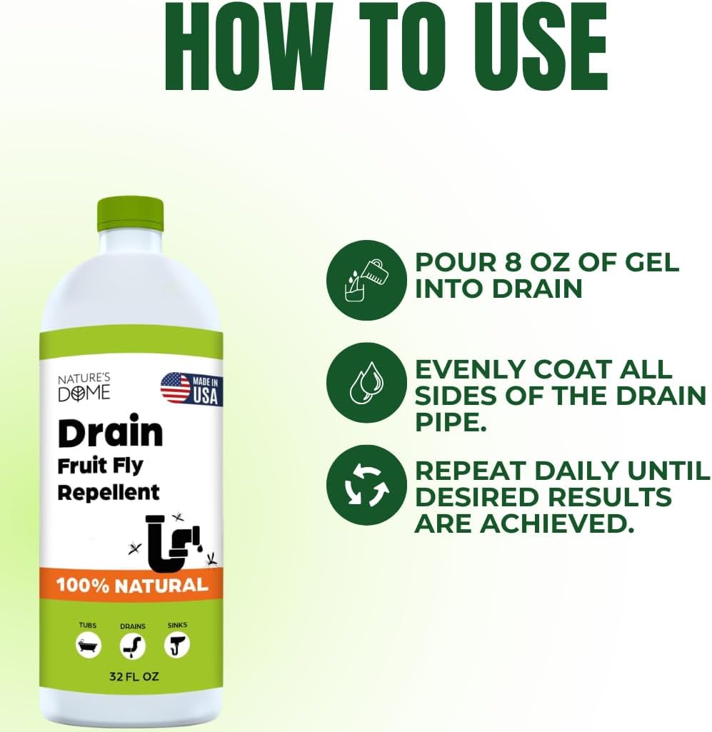 Drain Fly & Fruit Fly Gel Treatment for Sinks & Drains, 32 oz