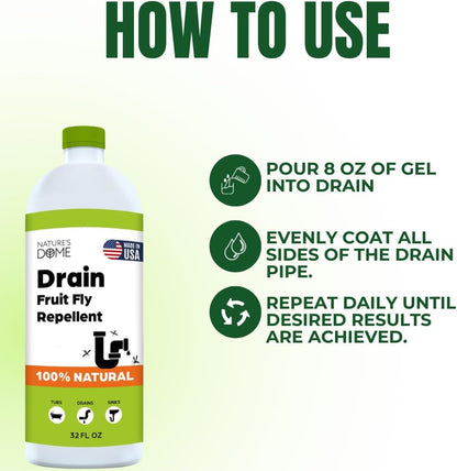 Drain Fly & Fruit Fly Gel Treatment for Sinks & Drains, 32 oz