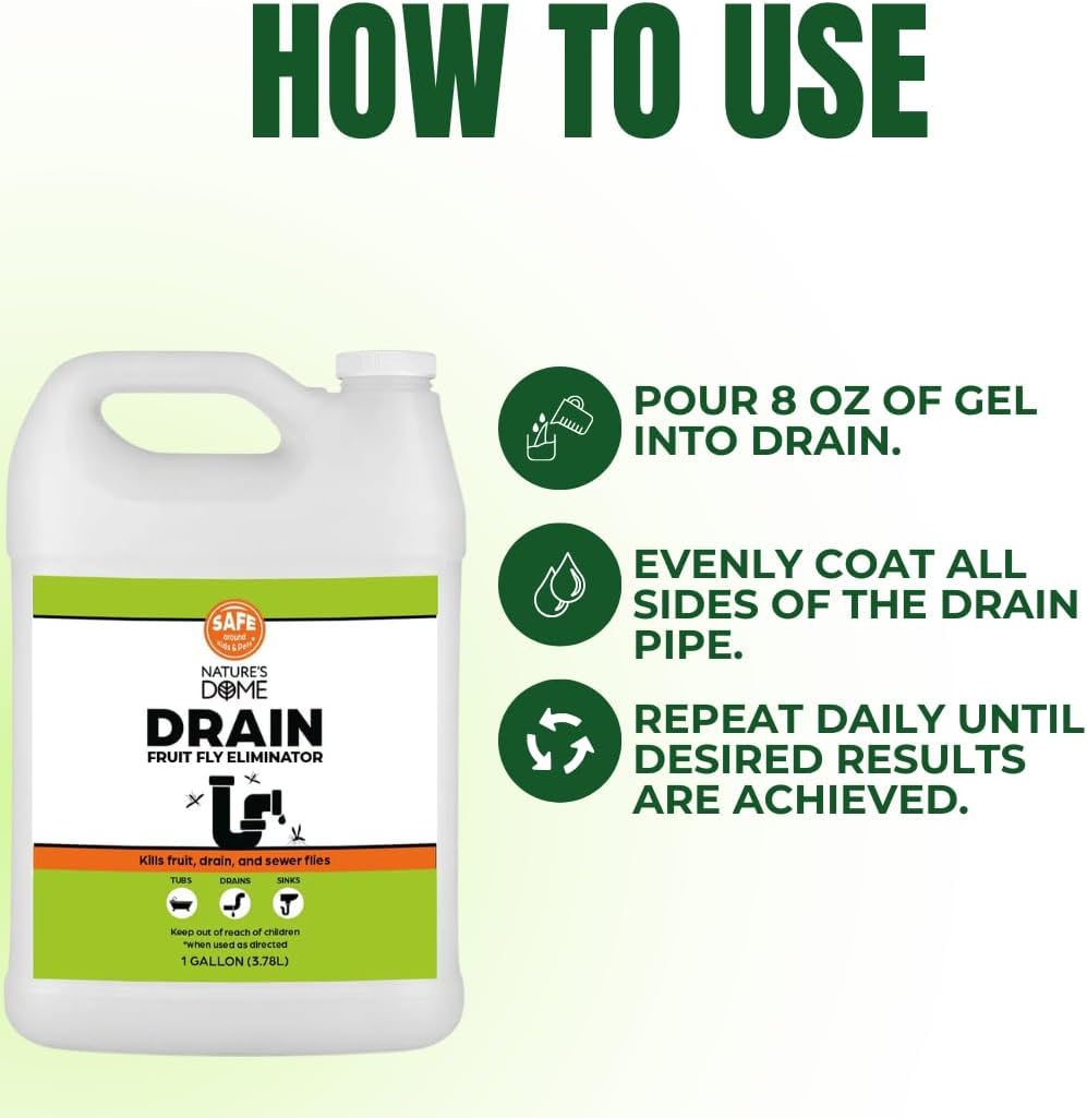 Drain Fly & Fruit Fly Gel Treatment for Sinks & Drains, 32 oz