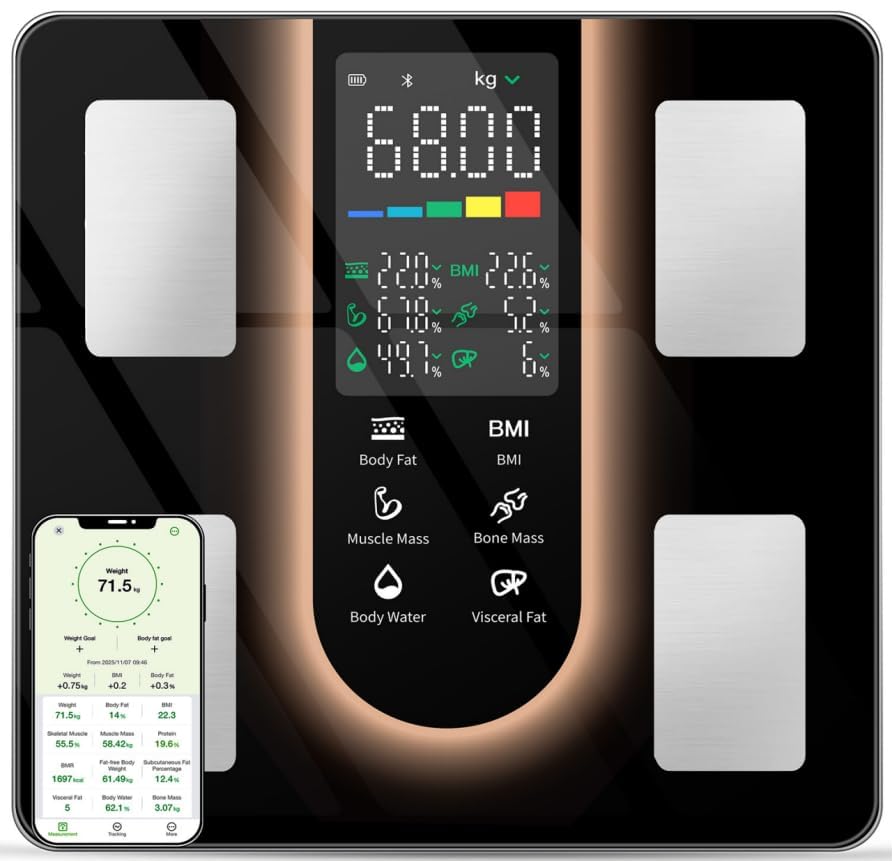 Smart Scale for Body Weight: BMI & Body Fat, 23 Metrics,5.8" Large Display