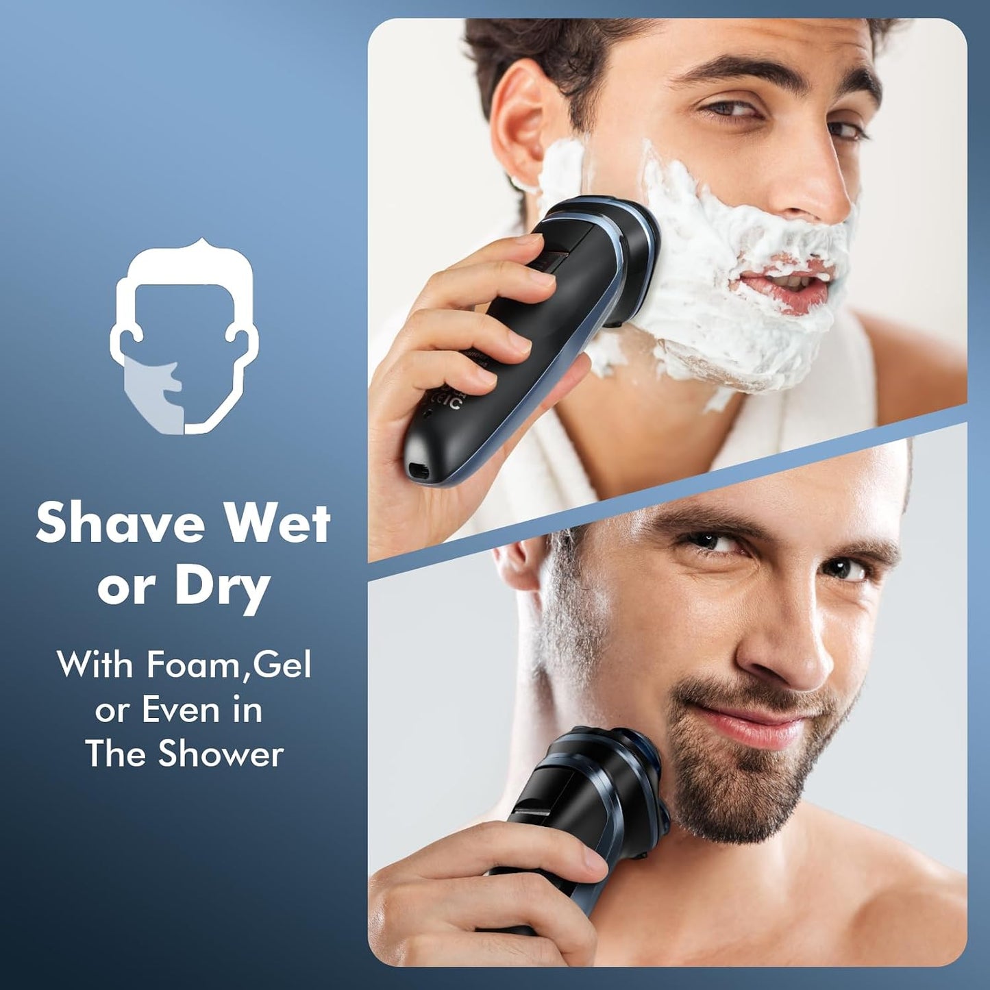 5D Electric Razor for Men: IPX7 Waterproof Wet or Dry