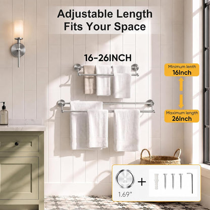 Double Towel Bar Towel Rack for Bathroom Wall Mounted Brushed Nickel