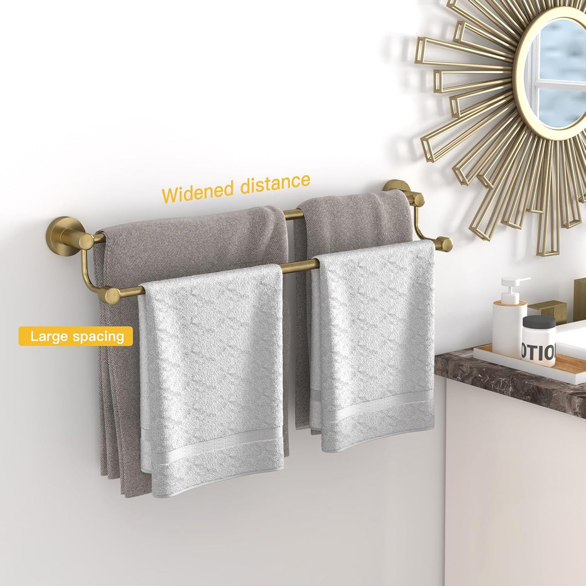 Double Towel Bar Towel Rack for Bathroom Wall Mounted Brushed Nickel