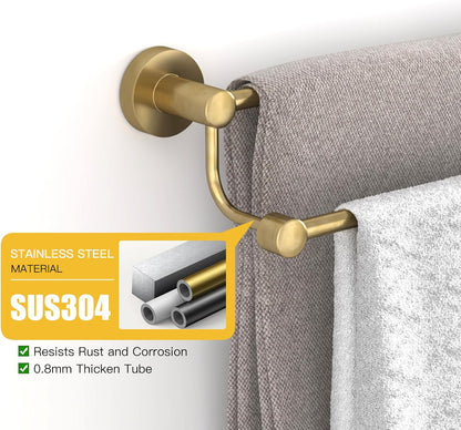 Double Towel Bar Towel Rack for Bathroom Wall Mounted Brushed Nickel