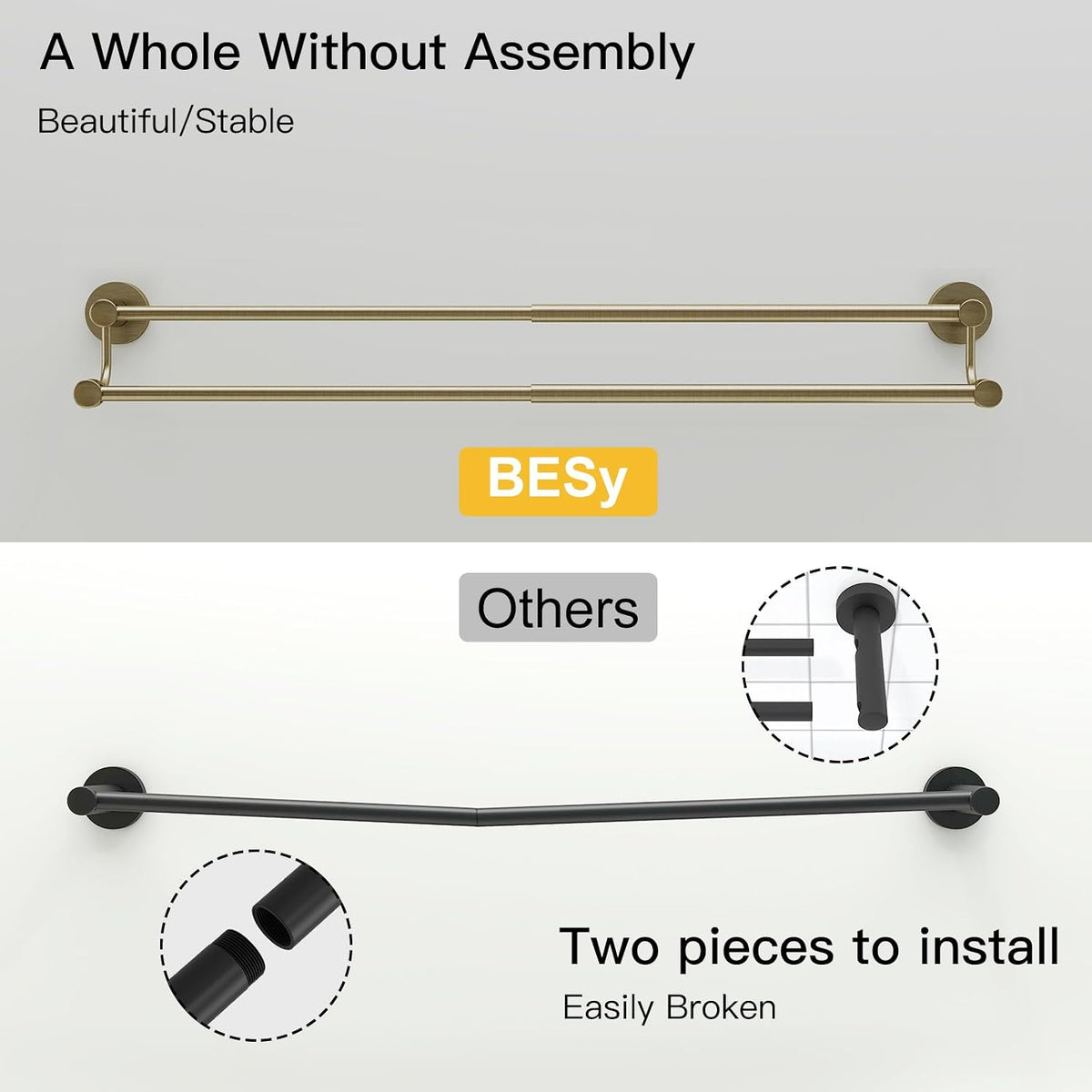 Double Towel Bar Towel Rack for Bathroom Wall Mounted Brushed Nickel