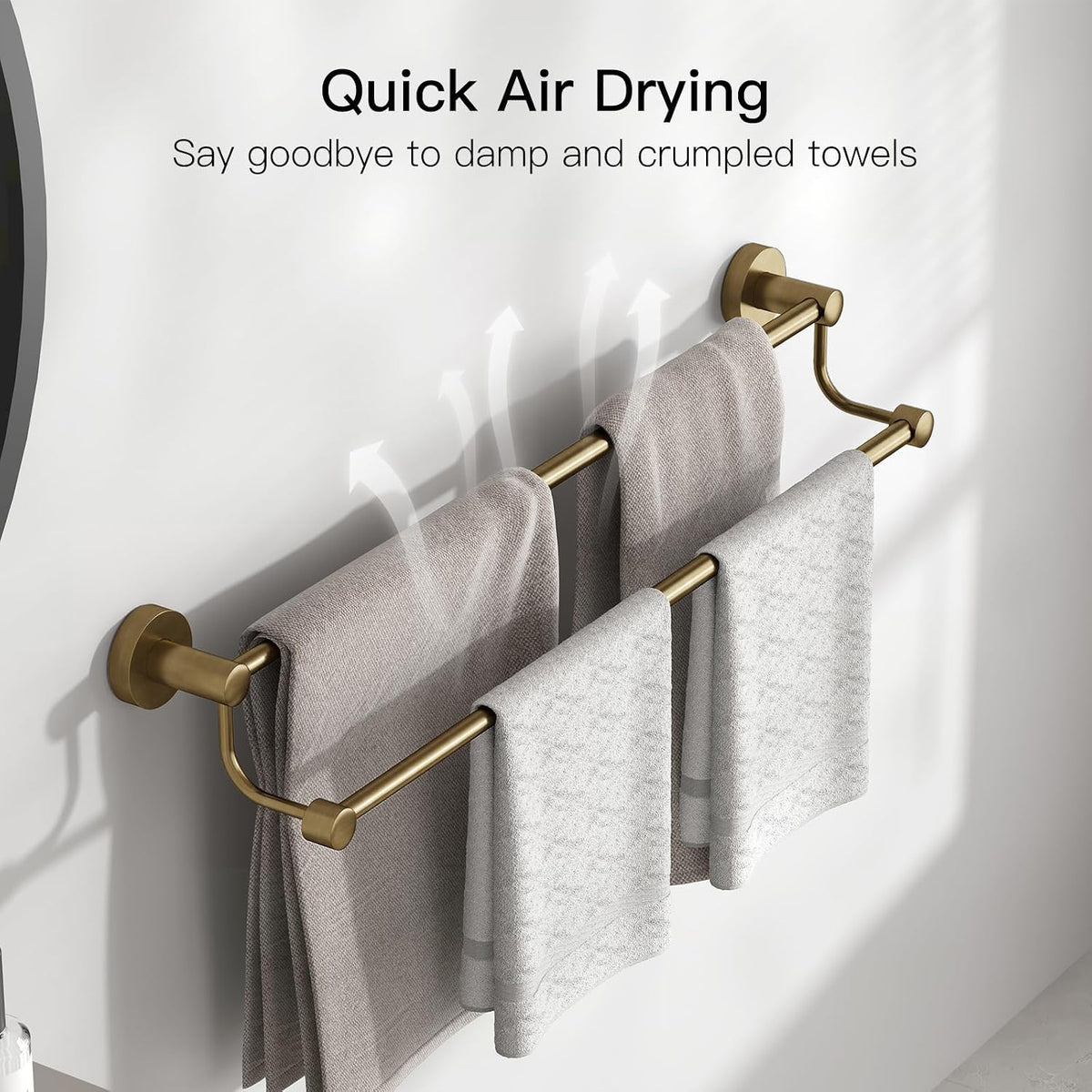 Double Towel Bar Towel Rack for Bathroom Wall Mounted Brushed Nickel