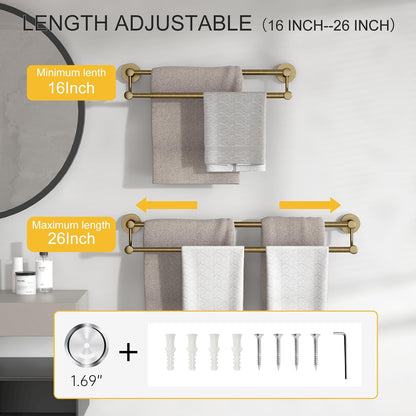 Double Towel Bar Towel Rack for Bathroom Wall Mounted Brushed Nickel