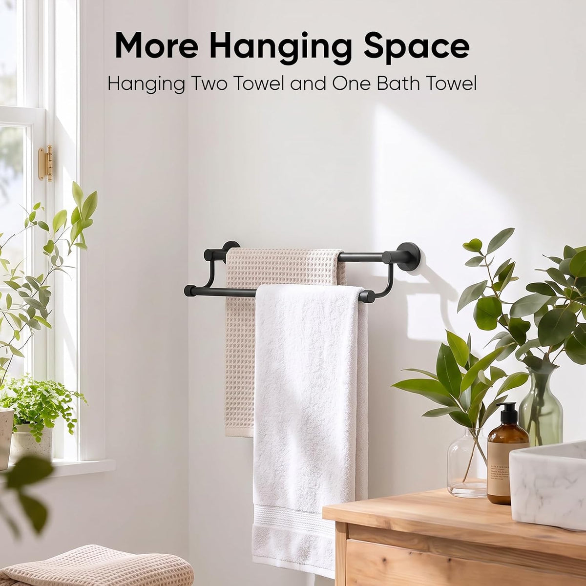 Double Towel Bar Towel Rack for Bathroom Wall Mounted Brushed Nickel