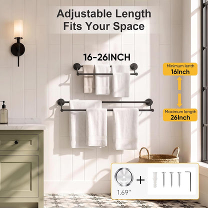 Double Towel Bar Towel Rack for Bathroom Wall Mounted Brushed Nickel