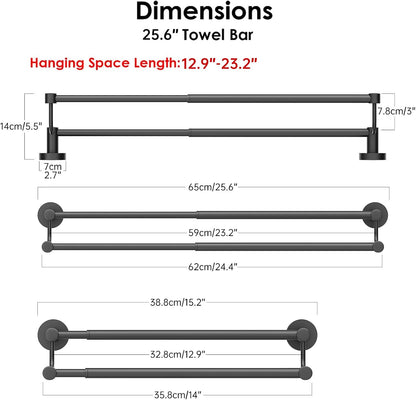 Double Towel Bar Towel Rack for Bathroom Wall Mounted Brushed Nickel