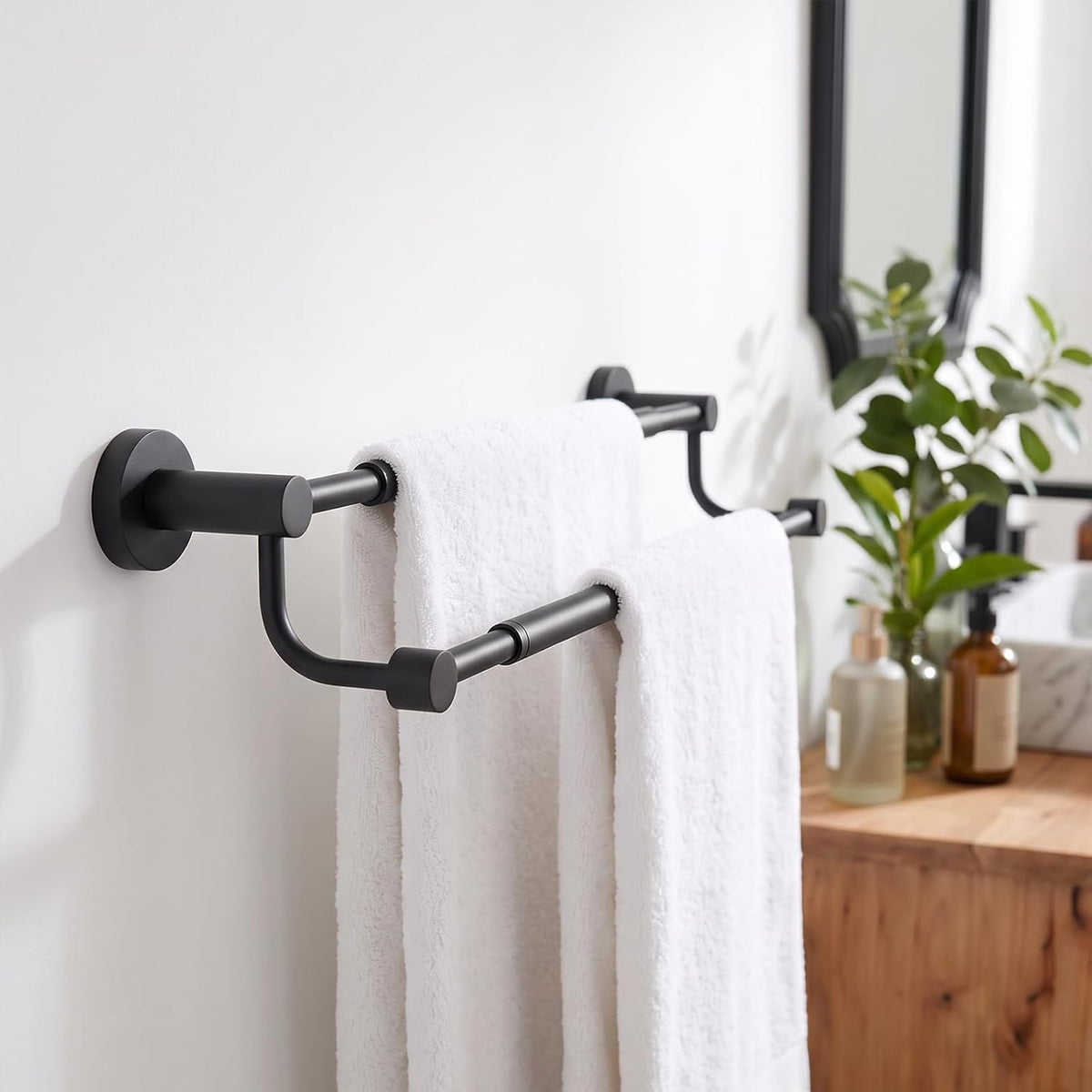 Double Towel Bar Towel Rack for Bathroom Wall Mounted Brushed Nickel