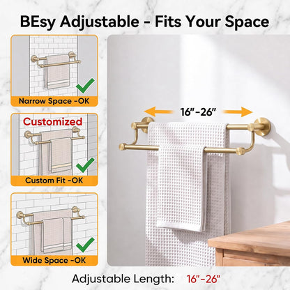 Double Towel Bar Towel Rack for Bathroom Wall Mounted Brushed Nickel