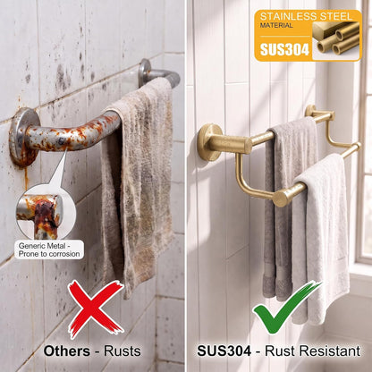 Double Towel Bar Towel Rack for Bathroom Wall Mounted Brushed Nickel