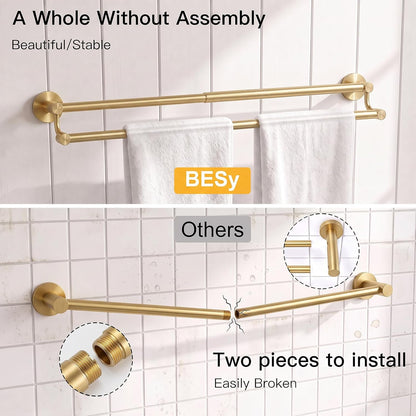 Double Towel Bar Towel Rack for Bathroom Wall Mounted Brushed Nickel