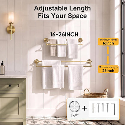 Double Towel Bar Towel Rack for Bathroom Wall Mounted Brushed Nickel