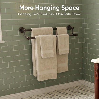 Double Towel Bar Towel Rack for Bathroom Wall Mounted Brushed Nickel