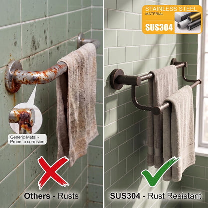 Double Towel Bar Towel Rack for Bathroom Wall Mounted Brushed Nickel