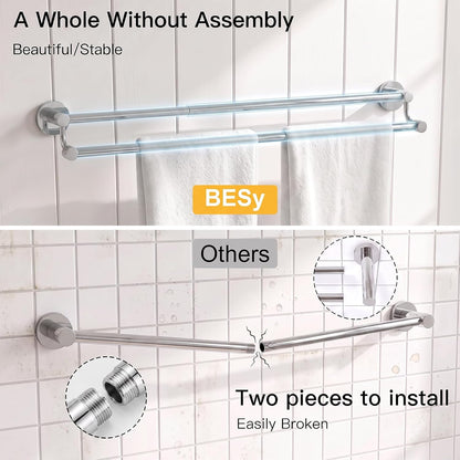 Double Towel Bar Towel Rack for Bathroom Wall Mounted Brushed Nickel