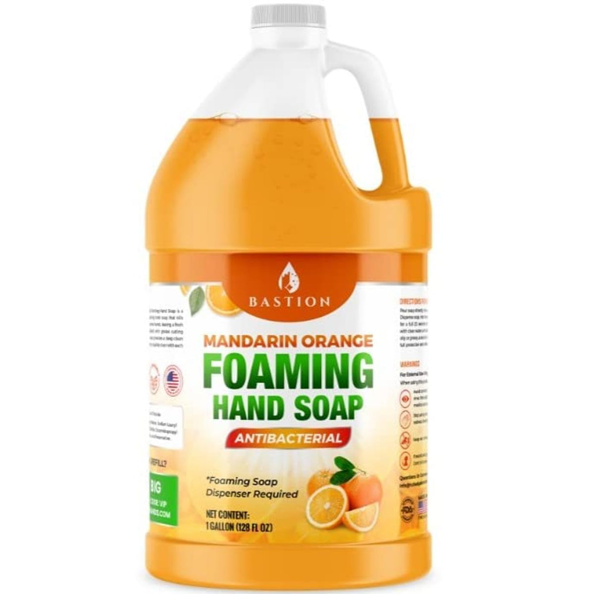 Foaming Antibacterial Hand Soap: Mandarin Orange Scented Instant Foam Hand Wash Refill 1 Gallon (128 oz) Bulk Jug. Made In The USA