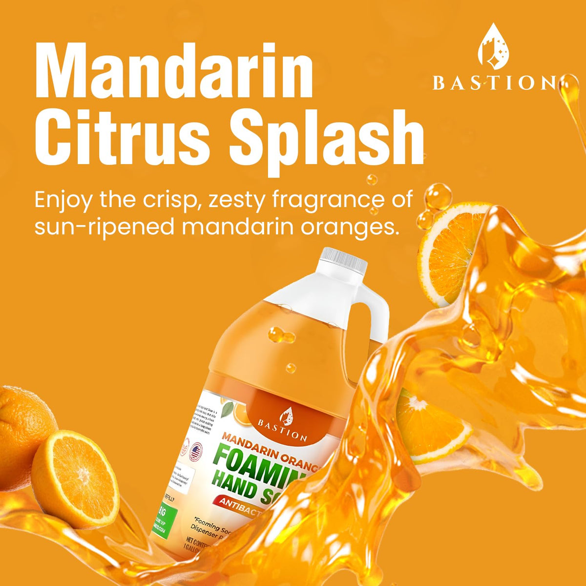 Foaming Antibacterial Hand Soap: Mandarin Orange Scented Instant Foam Hand Wash Refill 1 Gallon (128 oz) Bulk Jug. Made In The USA