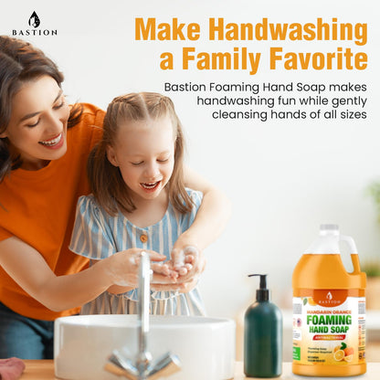 Foaming Antibacterial Hand Soap: Mandarin Orange Scented Instant Foam Hand Wash Refill 1 Gallon (128 oz) Bulk Jug. Made In The USA