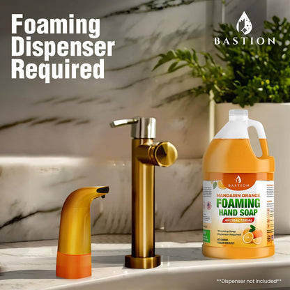 Foaming Antibacterial Hand Soap: Mandarin Orange Scented Instant Foam Hand Wash Refill 1 Gallon (128 oz) Bulk Jug. Made In The USA