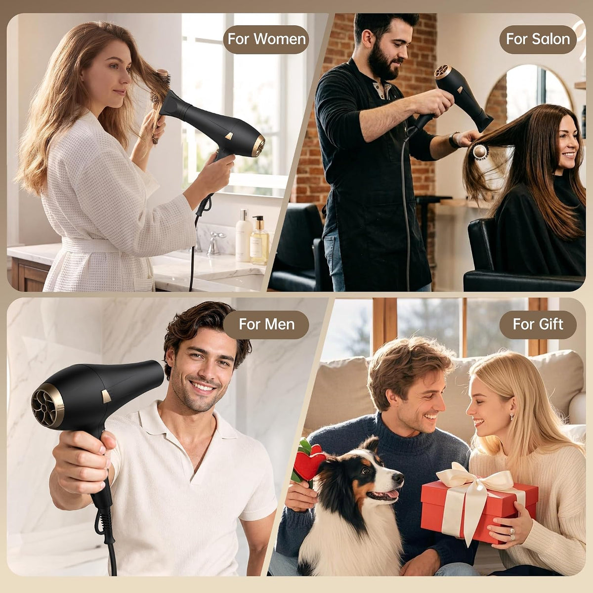 Hair Dryer Pro, Professional Ionic Salon Blow Dryer with Diffuser for Women and Men, 5X Fast Drying, Powerful and Quiet Hair Blow Dryer for Fast & Easy Styling (1875 Watts)
