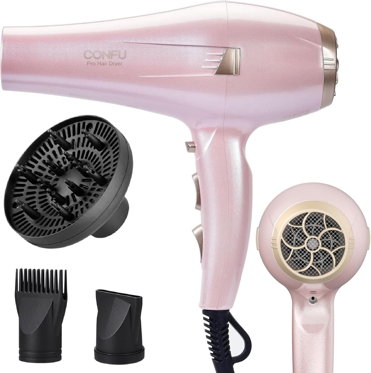 Hair Dryer Pro, Professional Ionic Salon Blow Dryer with Diffuser for Women and Men, 5X Fast Drying, Powerful and Quiet Hair Blow Dryer for Fast & Easy Styling (1875 Watts)