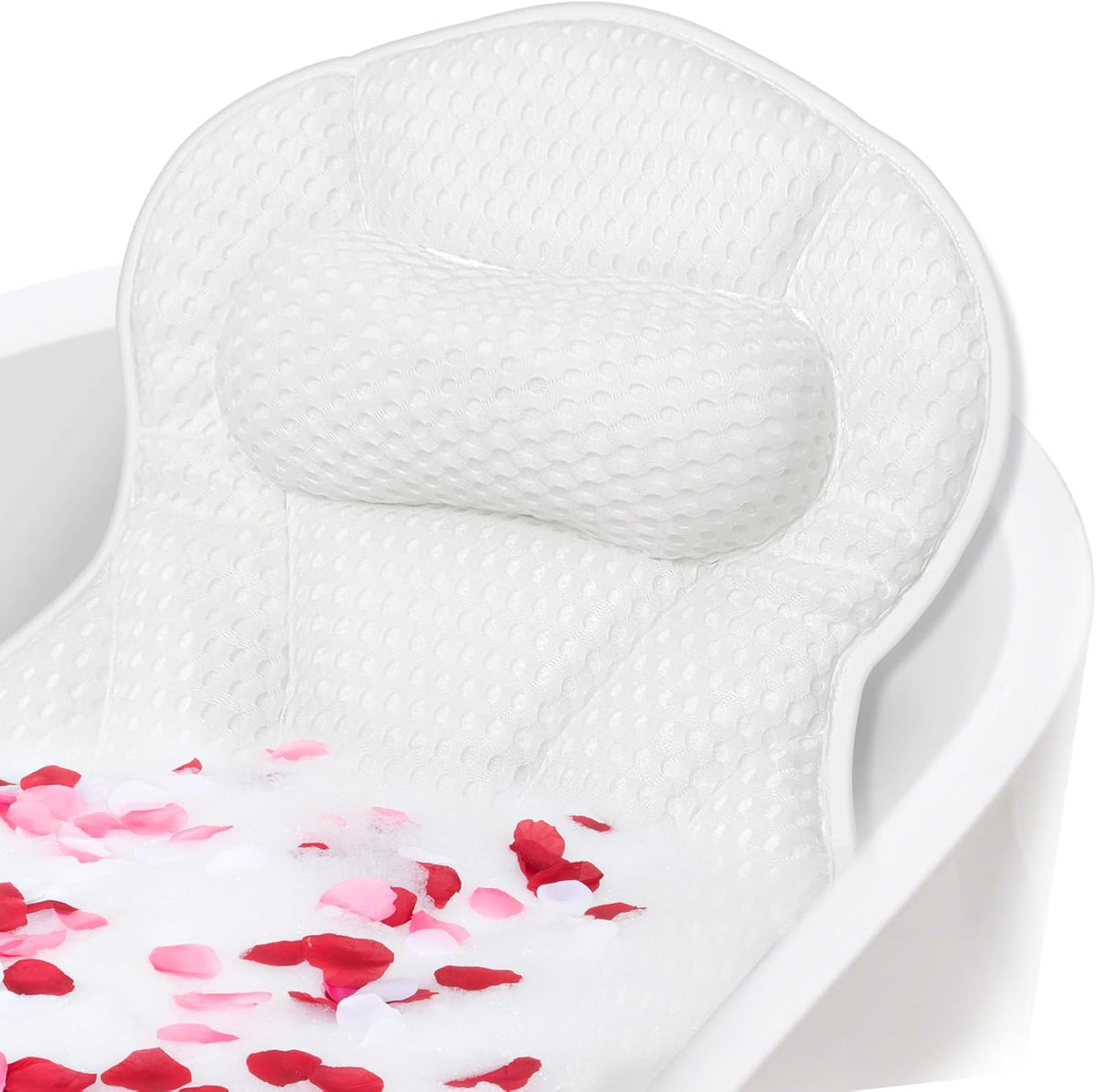 Bath Pillows for Tub,Luxury Bath Pillows for Tub with Head, Neck & Back Support,5D Air Mesh Bathtub Pillow with 6 Strong Suction Cups Relaxing Bath Accessories Spa Gift for Woman